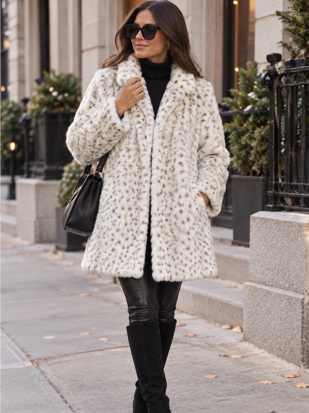 RAGA Anthropologie Snow Leopard Faux Fur Jacket - Women’s Size 1X - New